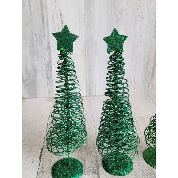 Glitter green star pine tree xmas Home decor metal - Picture 3 of 9